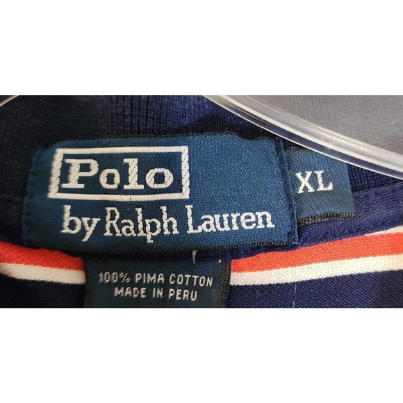 Ralph Lauren Plolo Shirt Mens XL Blue with Pink Stripe Short Sleeve Vintage - Picture 2 of 16